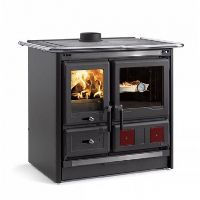 La Nordica Rosa L Holzherd 8,1 kW – Anthrazit-Schwarz, Backofen 55 l