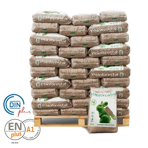Holzpellets BIOFORESTAL, Palette 70 Säcke à 15 kg – 90 % Kiefer, 10 % Laubholz