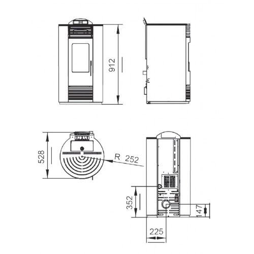 Pelletofen MODERNA SMART 8,7 kW, rund – Bordeaux – Bild 4