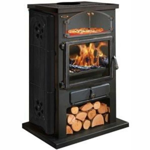 Holzofen Chamonix XXL 12 kW – Godin, Keramik-Dekor, Anthrazit